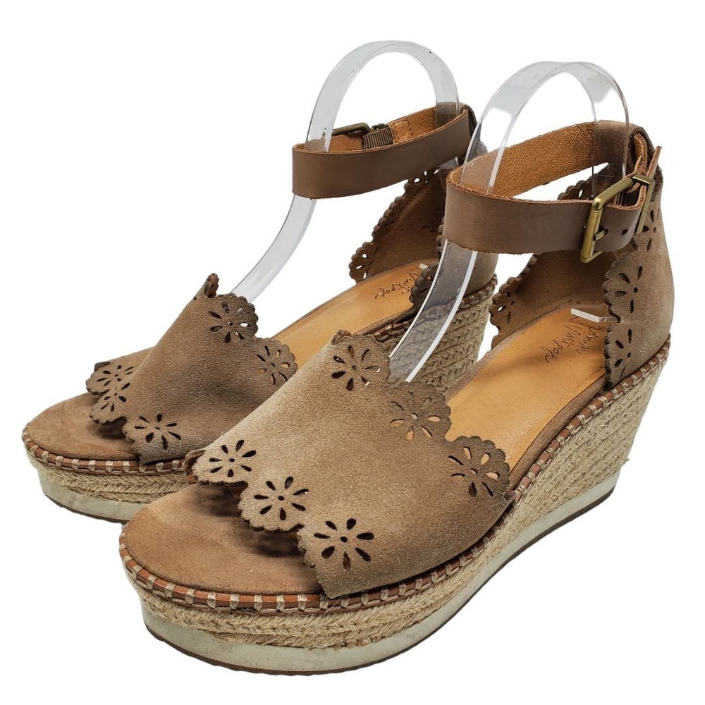 Crown Vintage Dunja Espadrille Wedge Sandal Suede Leather Size 9.5M